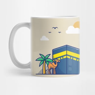 Kaaba Mecca with camel  and palm tree Mug